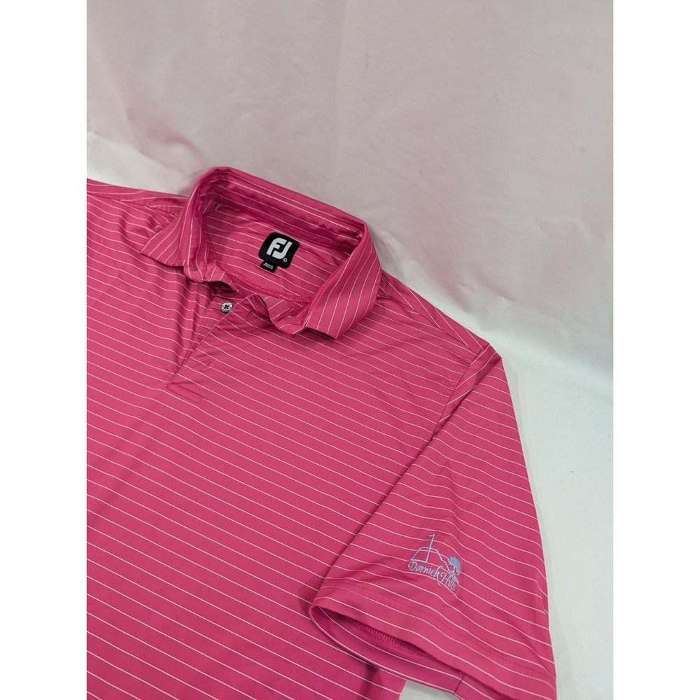 Footjoy Performance Golf Polo Men's Large Eraser Pink Striped Dornick Hills